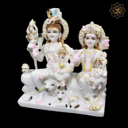 Shiv Parivar Marble Murti for Homes and Temples in 18inches in Amboze Work