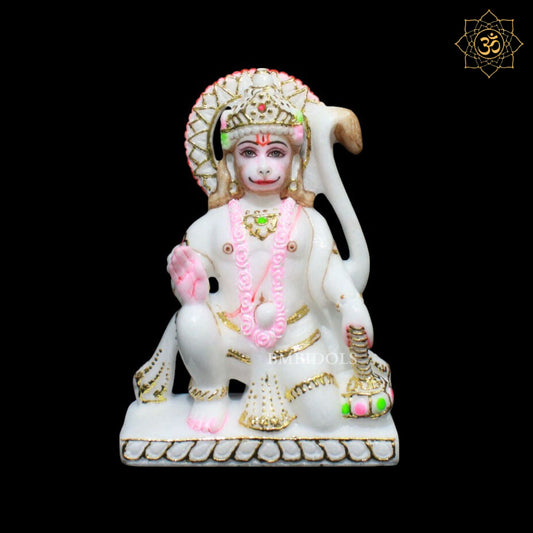 Marble Small Hanuman Murti for Home Mandirs in 7inch