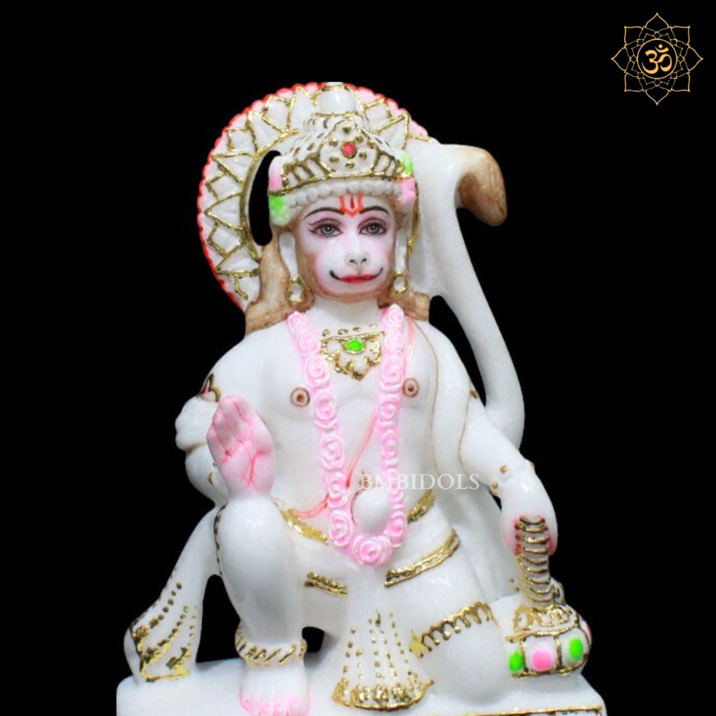 Marble Small Hanuman Murti for Home Mandirs in 7inch