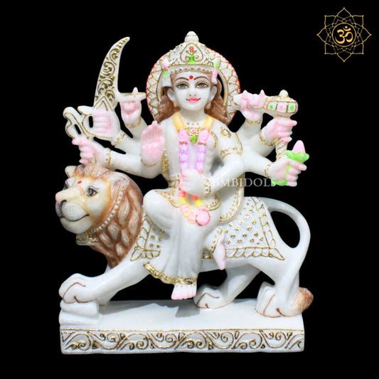 Durga Marble Statue in Makrana Marble in 12inches