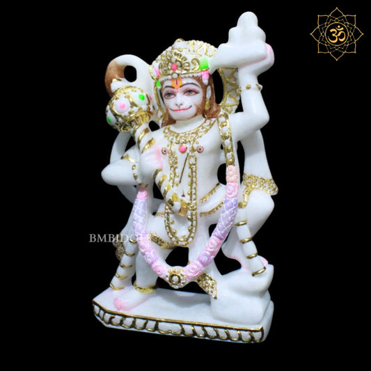 Veer Hanuman Marble Murti for Homes and Temples in 12inches