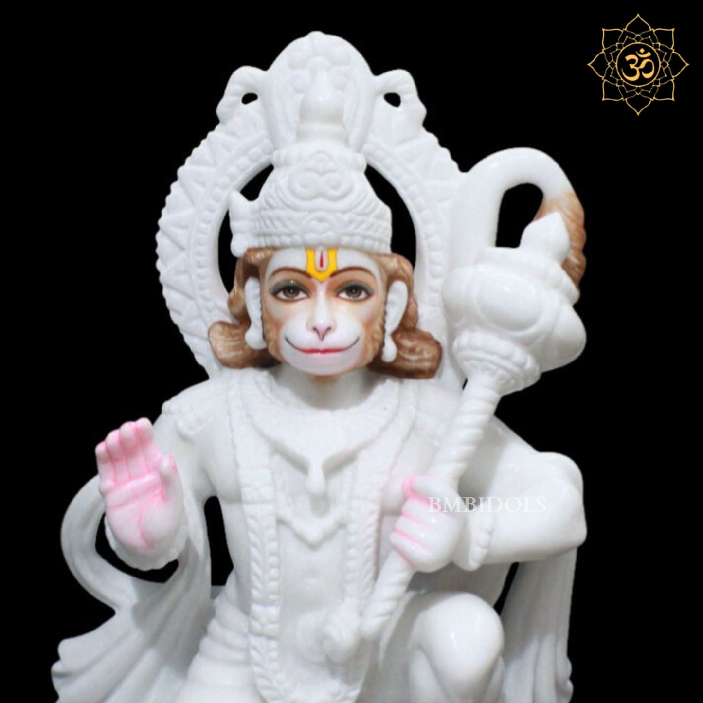 Pure White Ashirwad Hanuman Marble Murti for Homes and Temples in 17inch