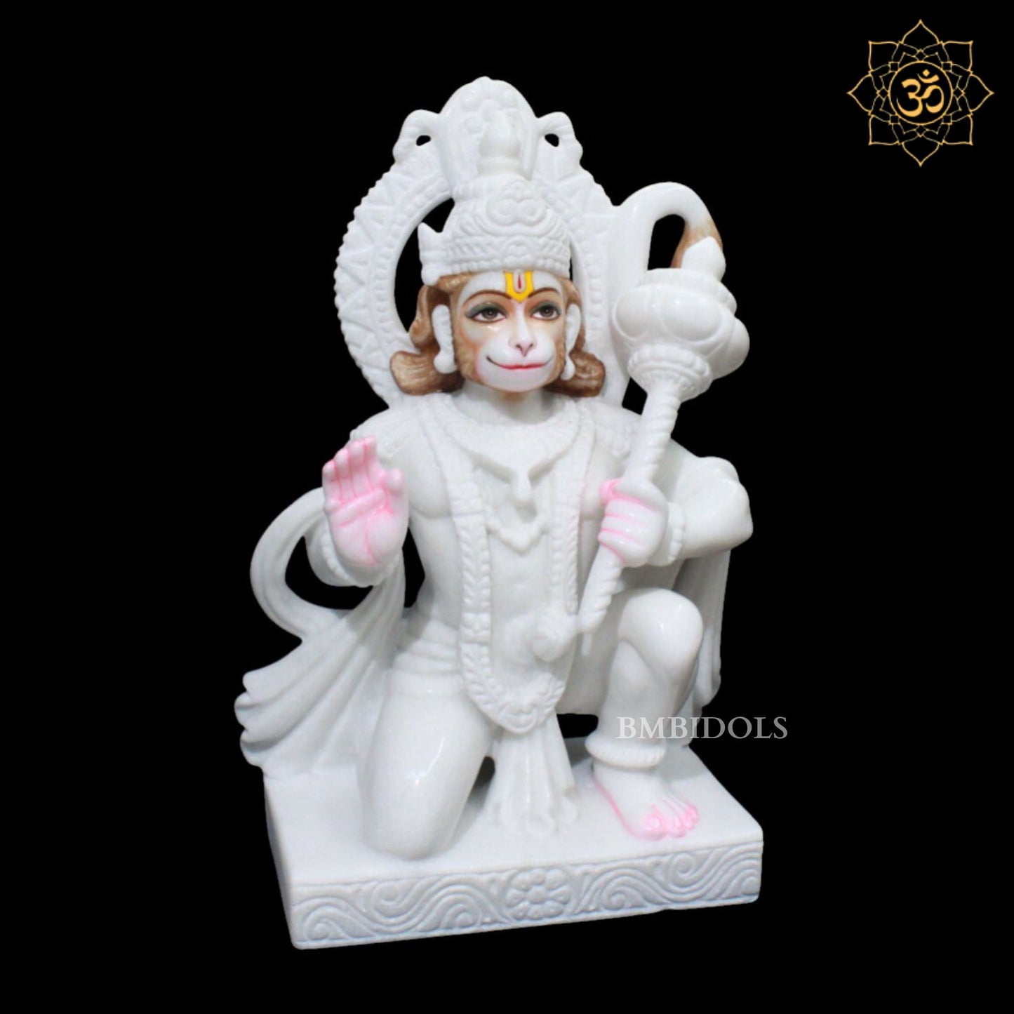Pure White Ashirwad Hanuman Marble Murti for Homes and Temples in 17inch