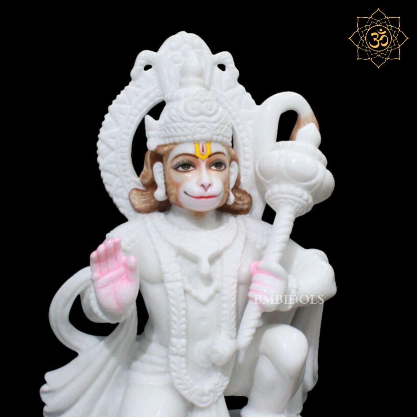 Pure White Ashirwad Hanuman Marble Murti for Homes and Temples in 17inch
