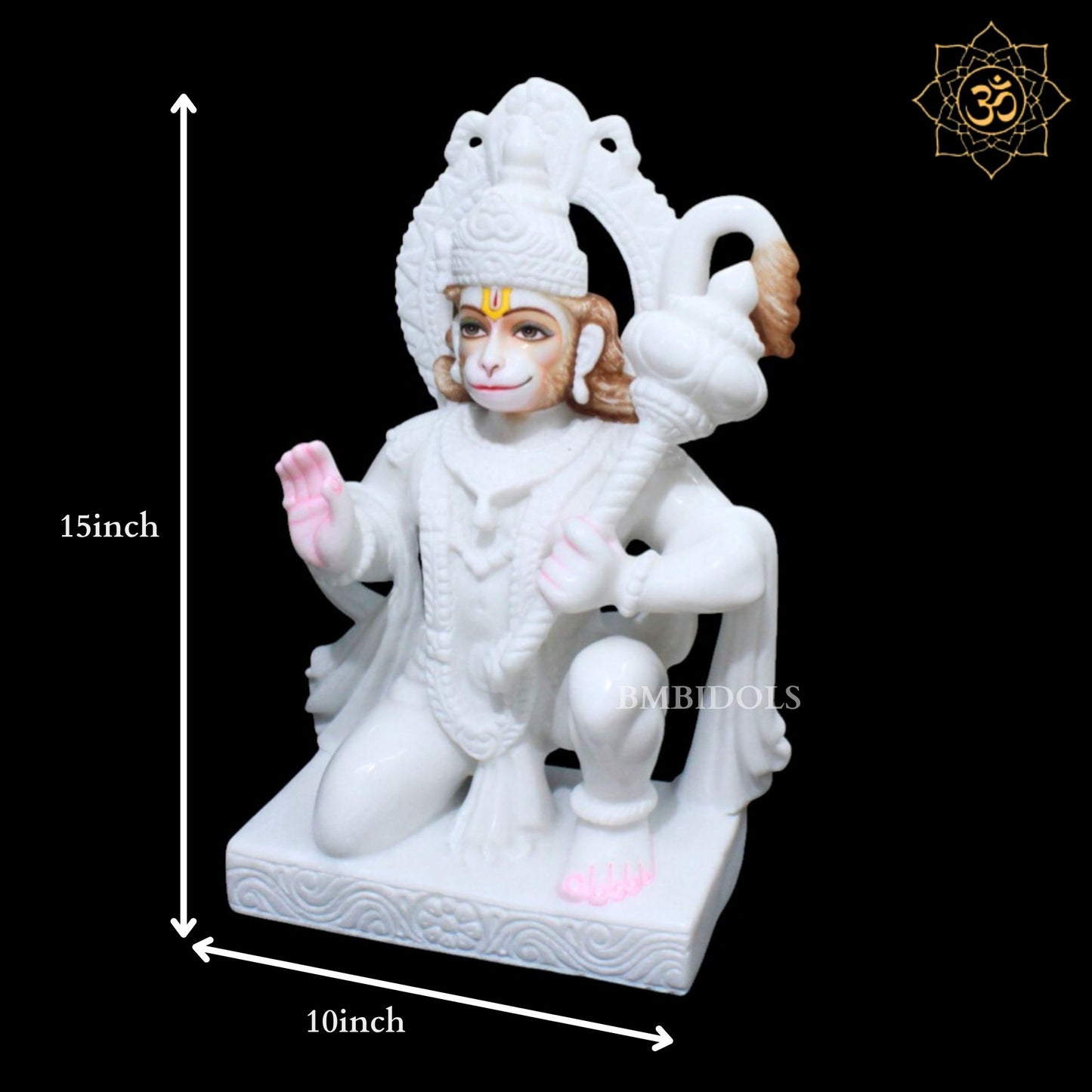 Pure White Ashirwad Hanuman Marble Murti for Homes and Temples in 17inch