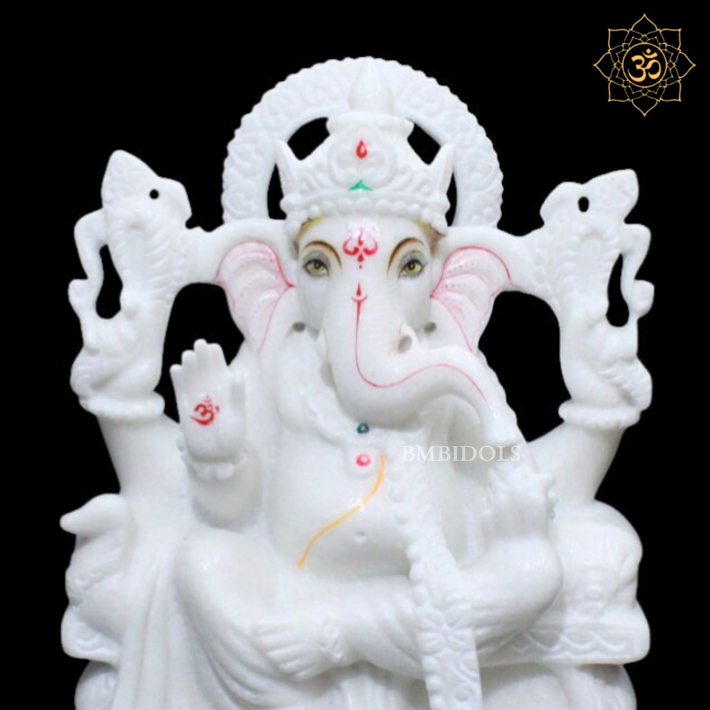 White Marble Ganesh Murti in Big Shastra Design in 12inches