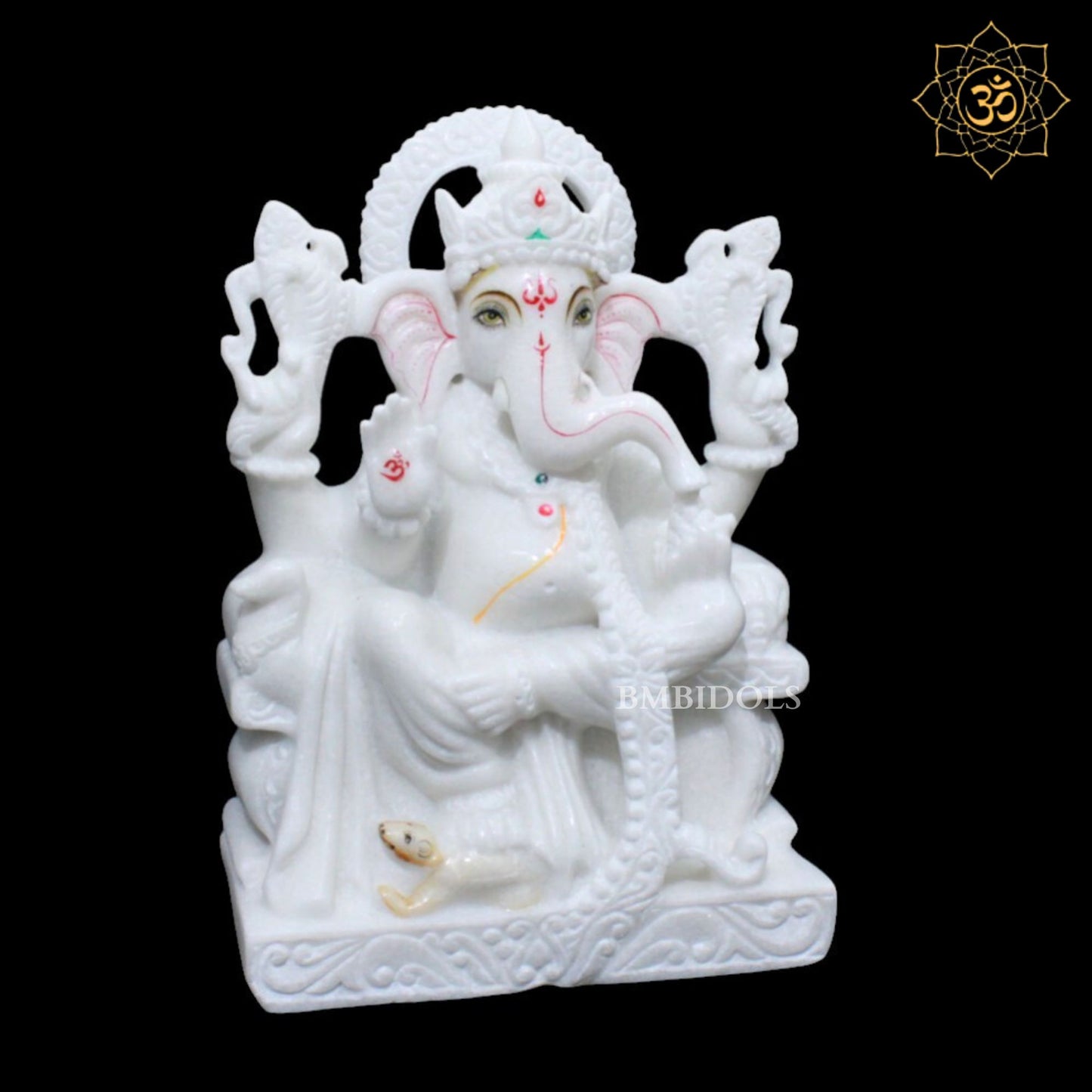 White Marble Ganesh Murti in Big Shastra Design in 12inches