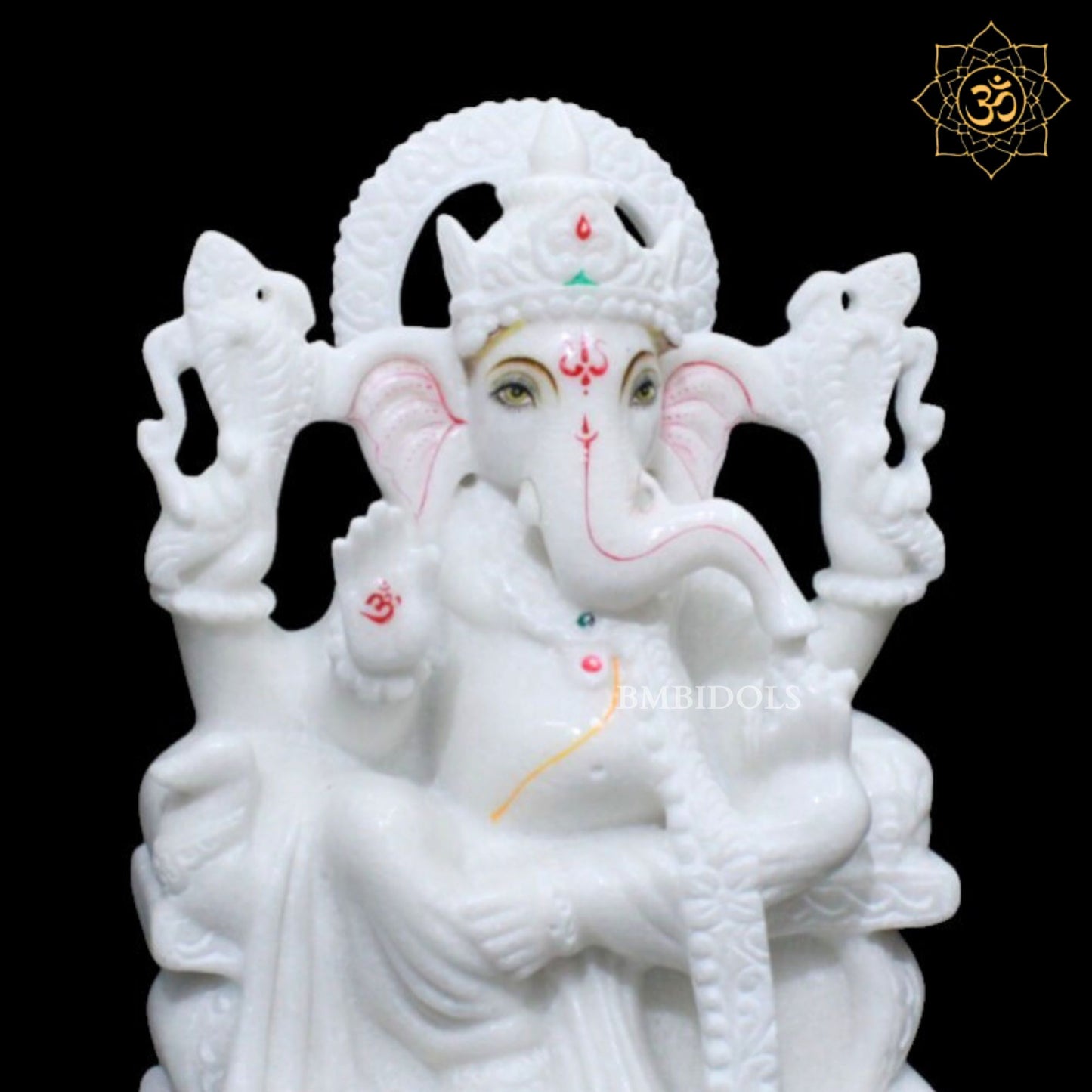 White Marble Ganesh Murti in Big Shastra Design in 12inches