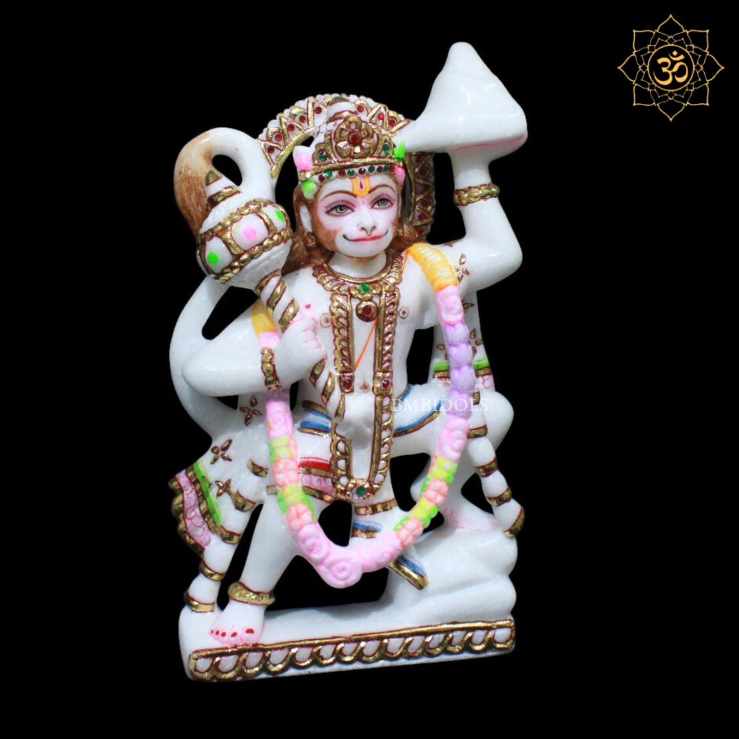 Veer Hanuman Marble in Diamond Work in 9inches