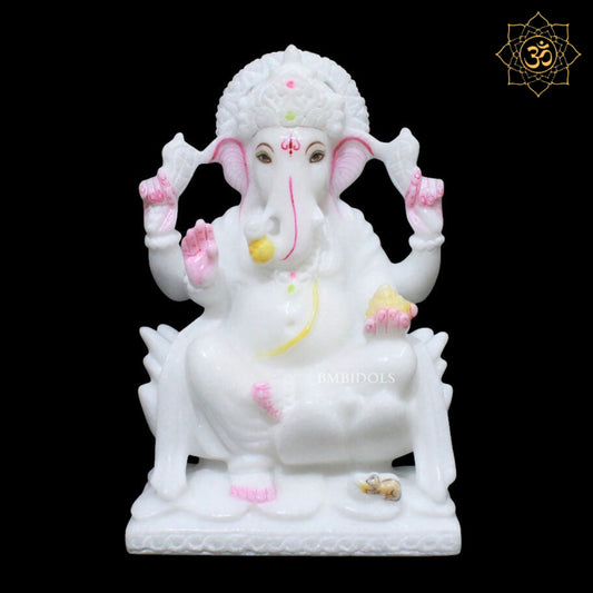 9inch Marble Ganesh Laxmi Murti for Homes and Temples