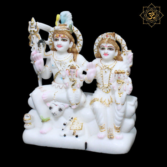 Shiv Parivar Marble Murti for Home Mandirs with Ganesh and Kartikeya