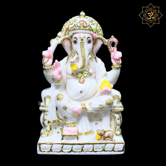 9inches Ganesh Bhagwan Marble Murti for Home Mandirs