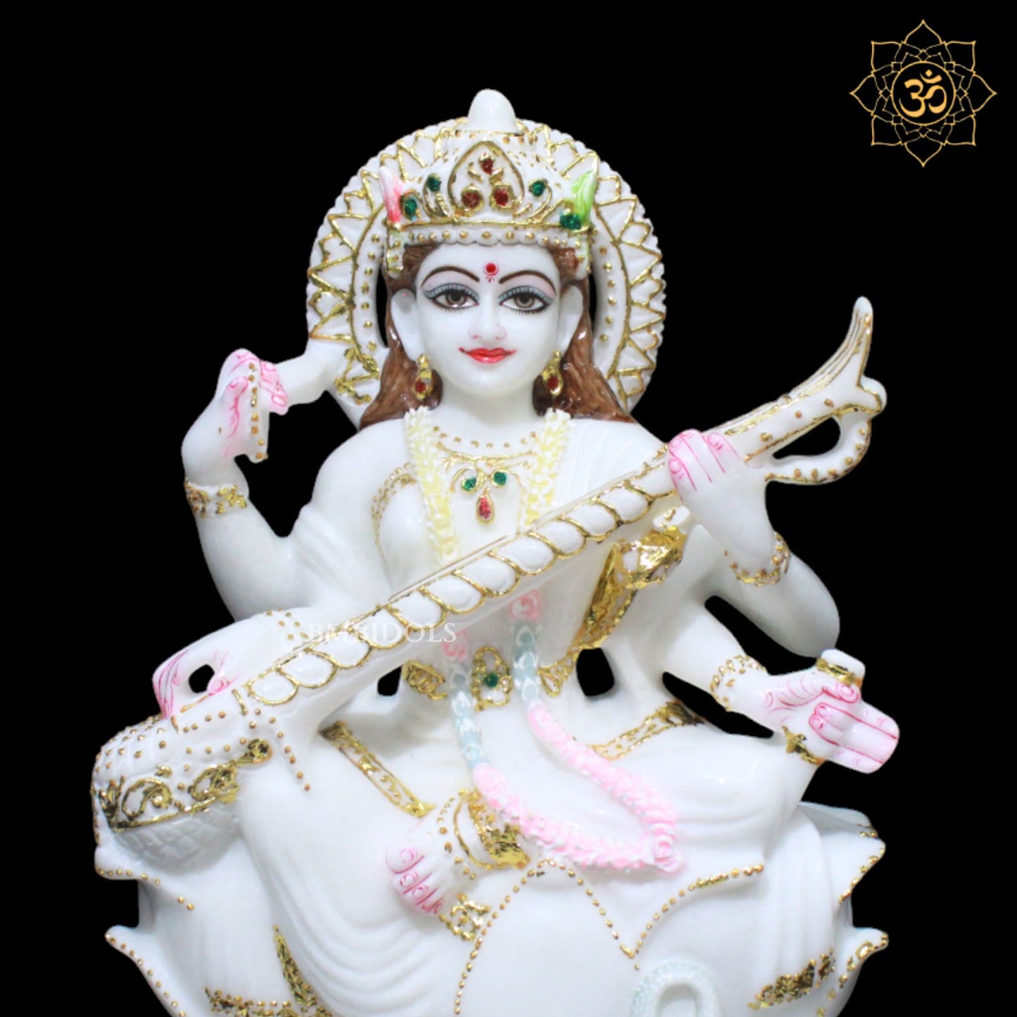 Saraswati Maa Marble Statue for Homes and Temples in 1feet