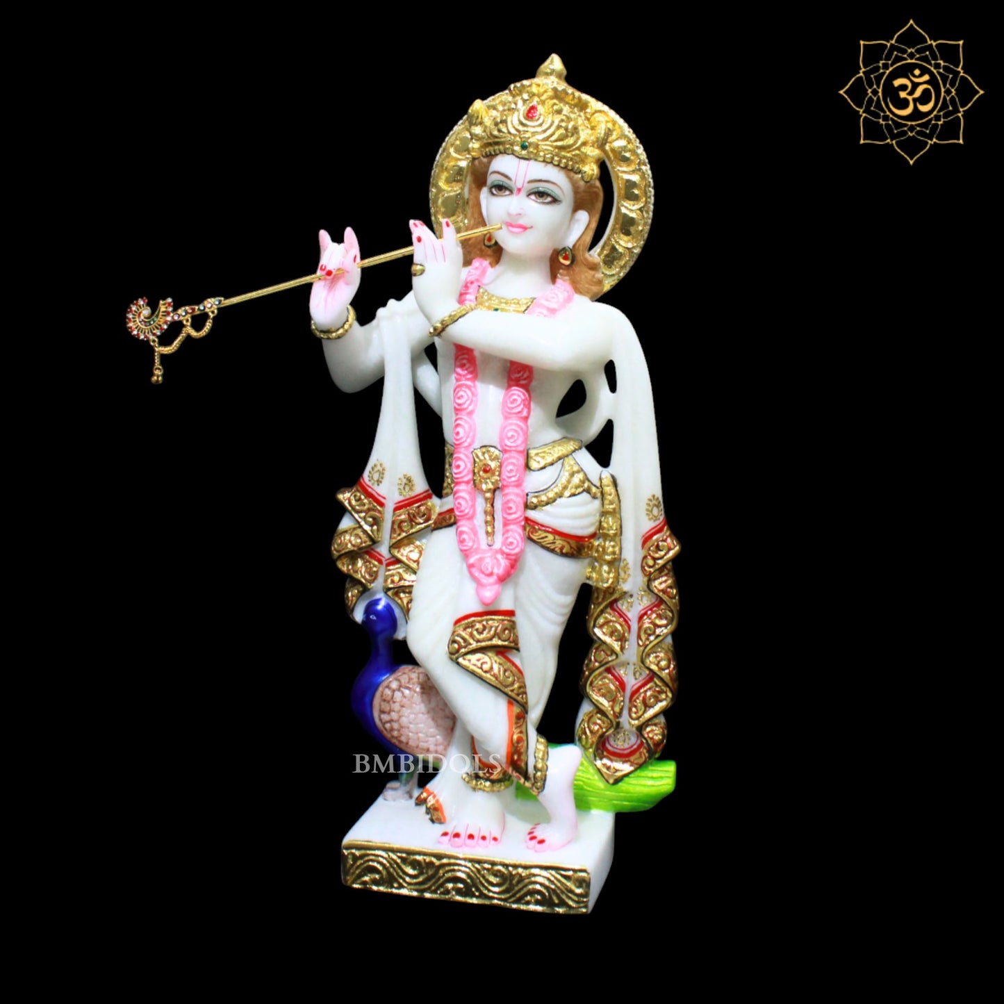18inches Marble Radha Krishna Statue for Homes and Temples in Double Palla