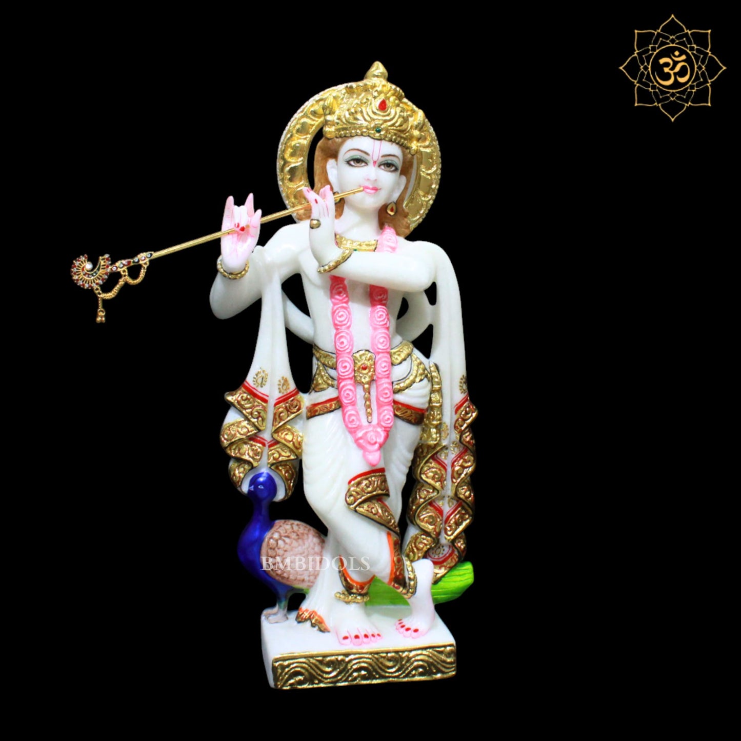 18inches Marble Radha Krishna Statue for Homes and Temples in Double Palla