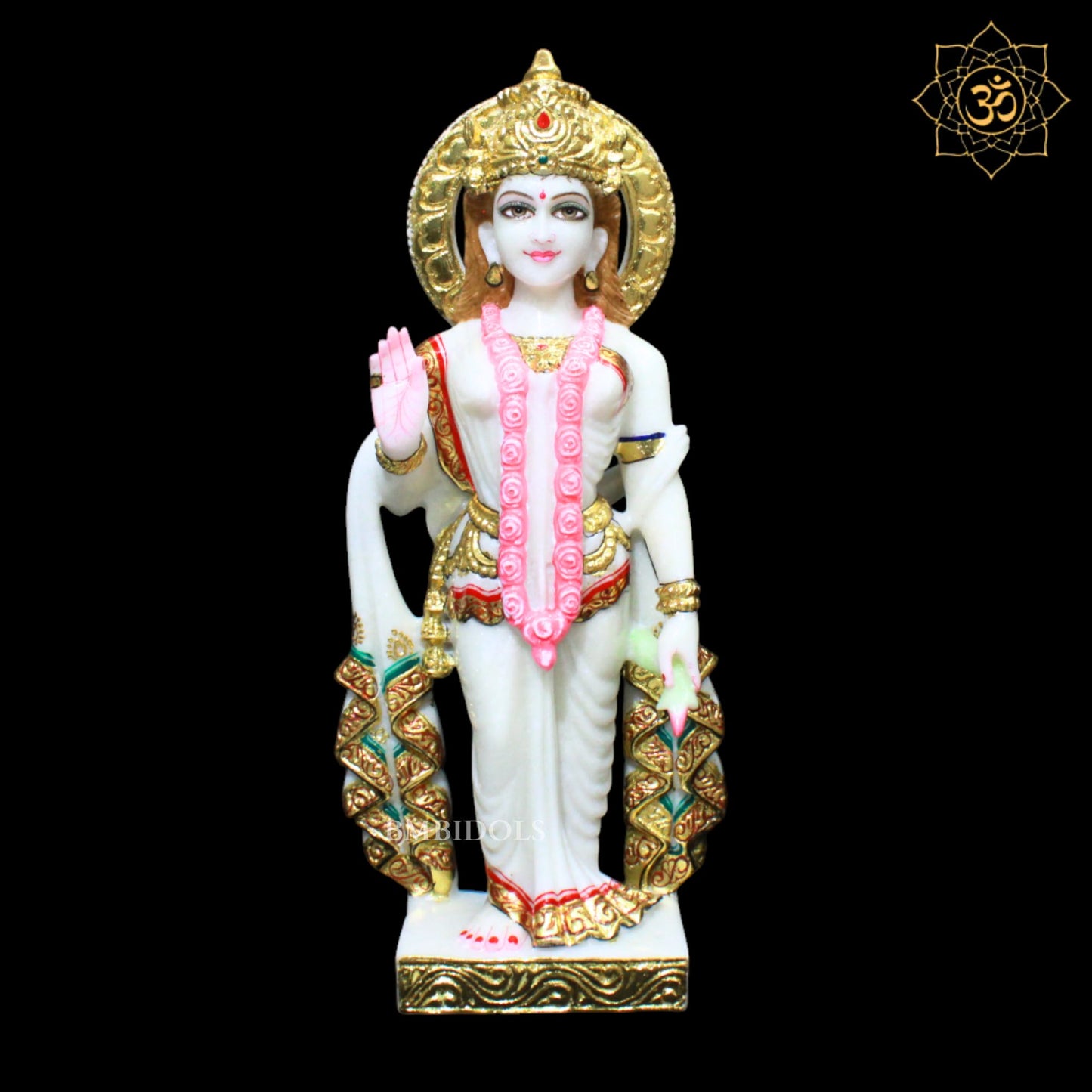 18inches Marble Radha Krishna Statue for Homes and Temples in Double Palla