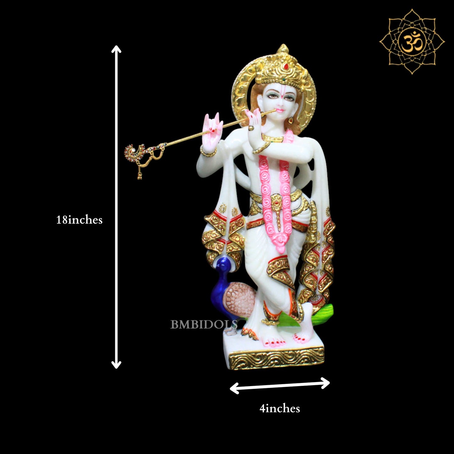 18inches Marble Radha Krishna Statue for Homes and Temples in Double Palla
