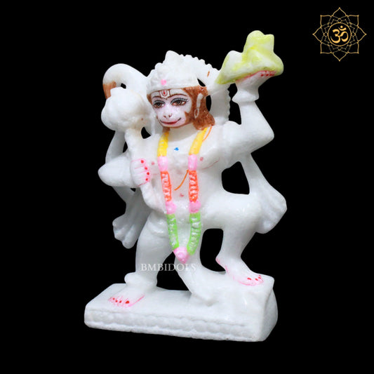 5inch Veer Hanuman Ji Marble Statue for Home Mandirs