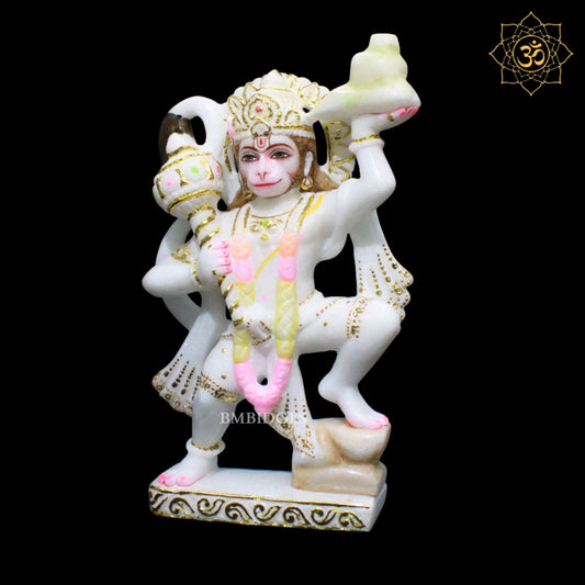 Veer Hanuman Marble Murti in 12inches for Homes and Temples