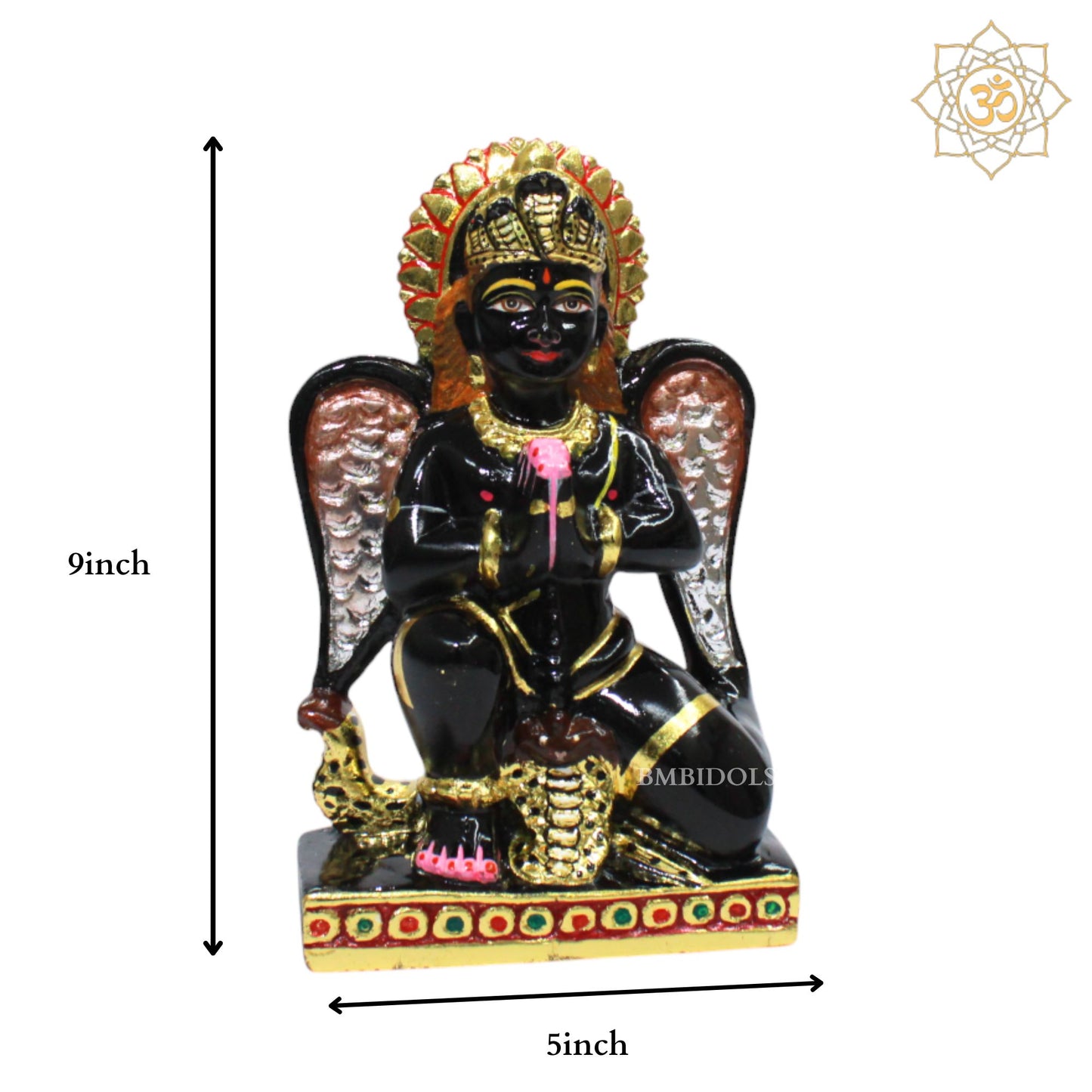 Black Stone Garud Statue for Home and Temple in 9inches