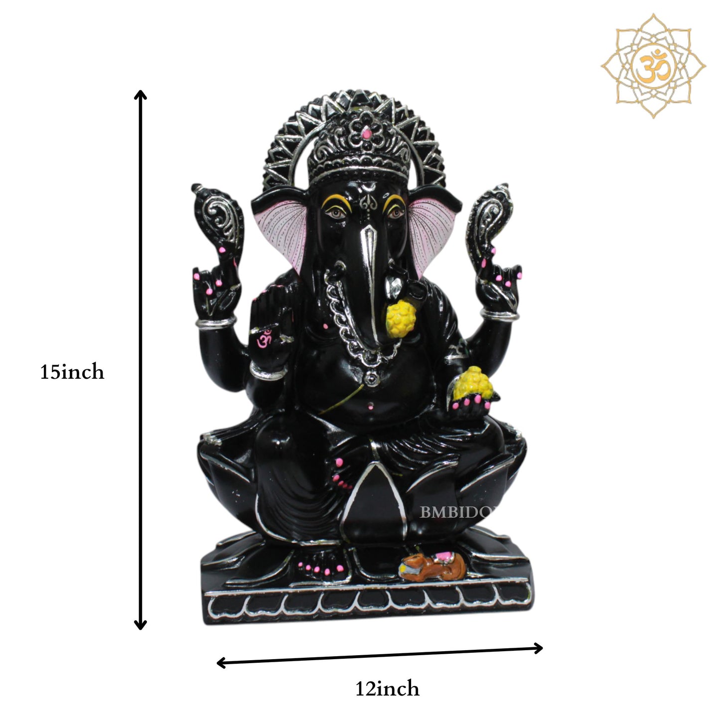 Black Stone Ganesh Statue for 15inches in Homes and Temples