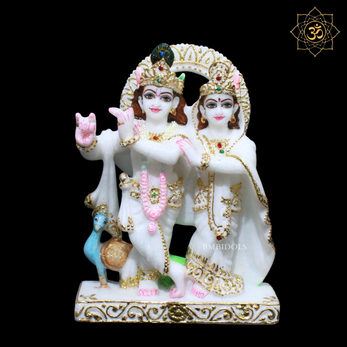 Jugal Radha Krishna Marble Statue for Homes and Temples in 9inches