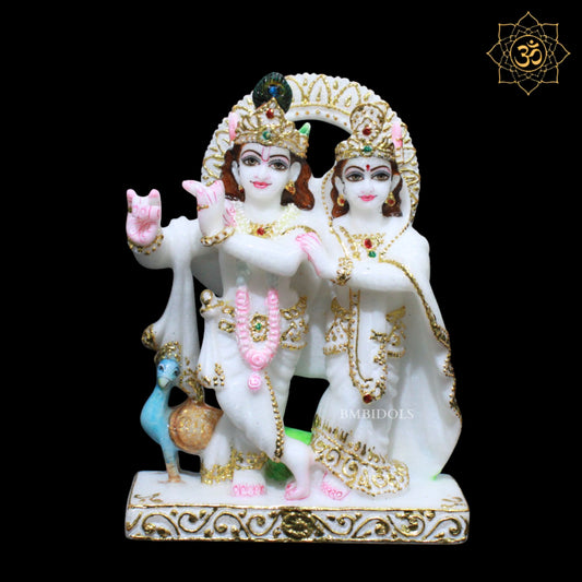 Jugal Radha Krishna Marble Statue for Homes and Temples in 9inches