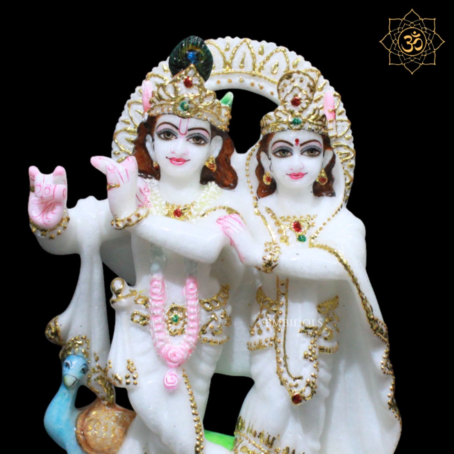 Jugal Radha Krishna Marble Statue for Homes and Temples in 9inches
