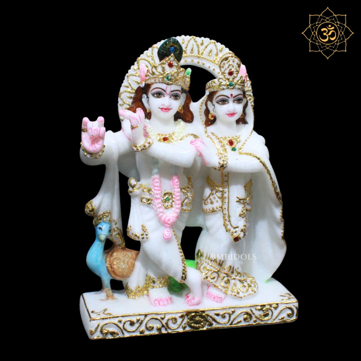 Jugal Radha Krishna Marble Statue for Homes and Temples in 9inches