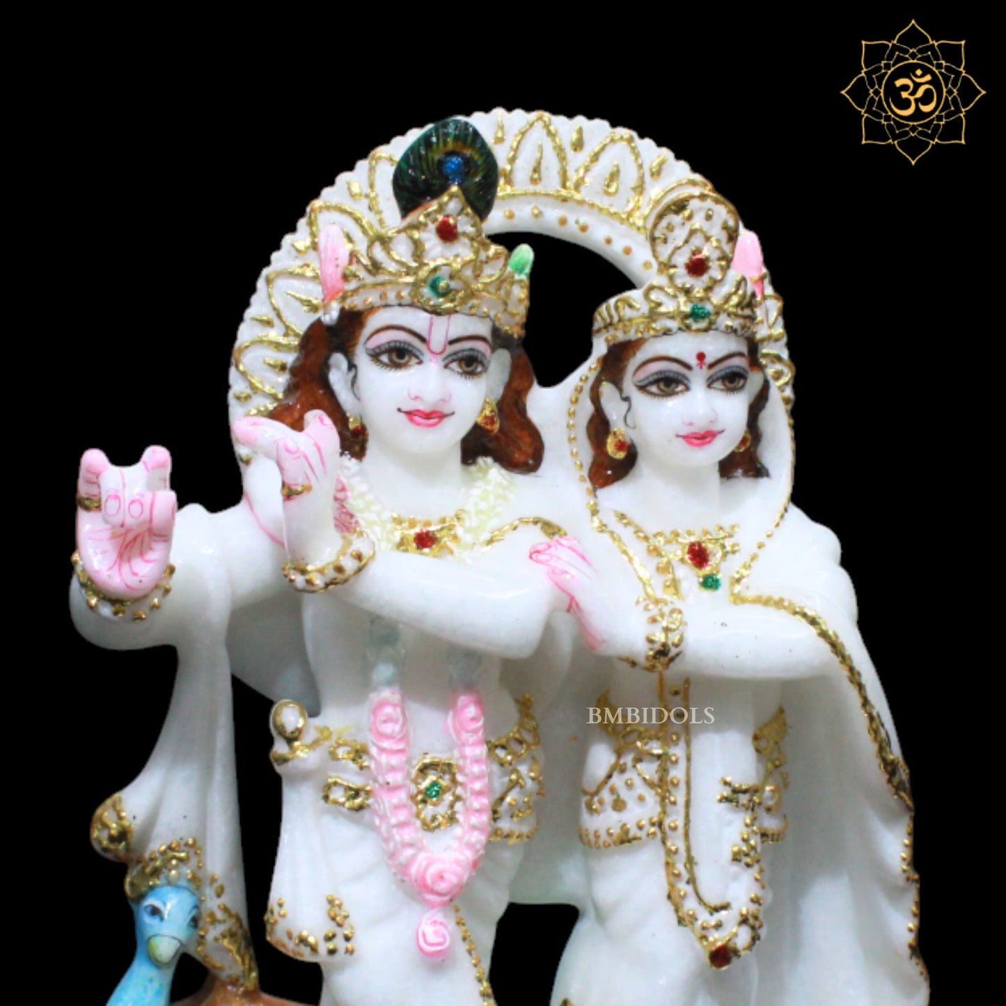 Jugal Radha Krishna Marble Statue for Homes and Temples in 9inches
