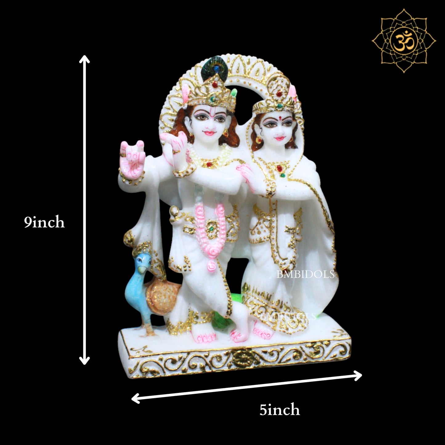 Jugal Radha Krishna Marble Statue for Homes and Temples in 9inches