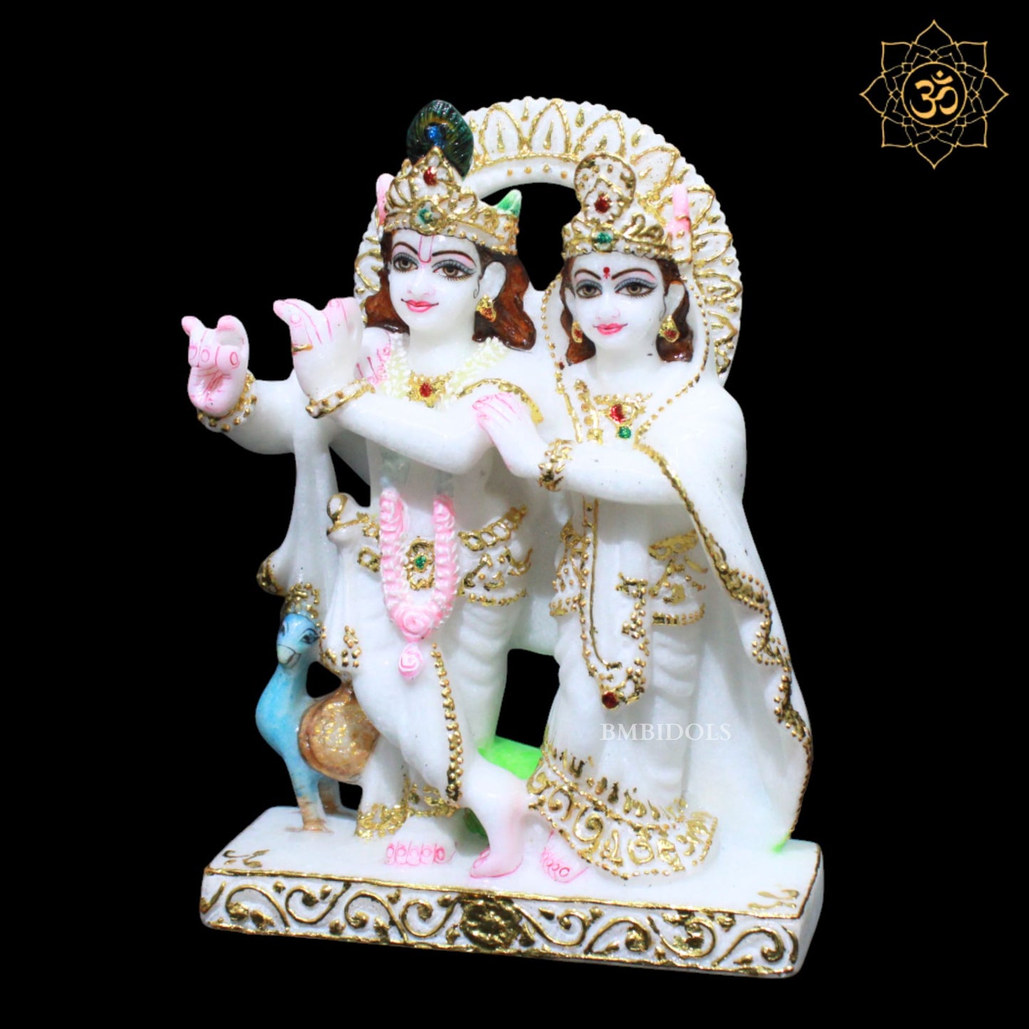 Jugal Radha Krishna Marble Statue for Homes and Temples in 9inches