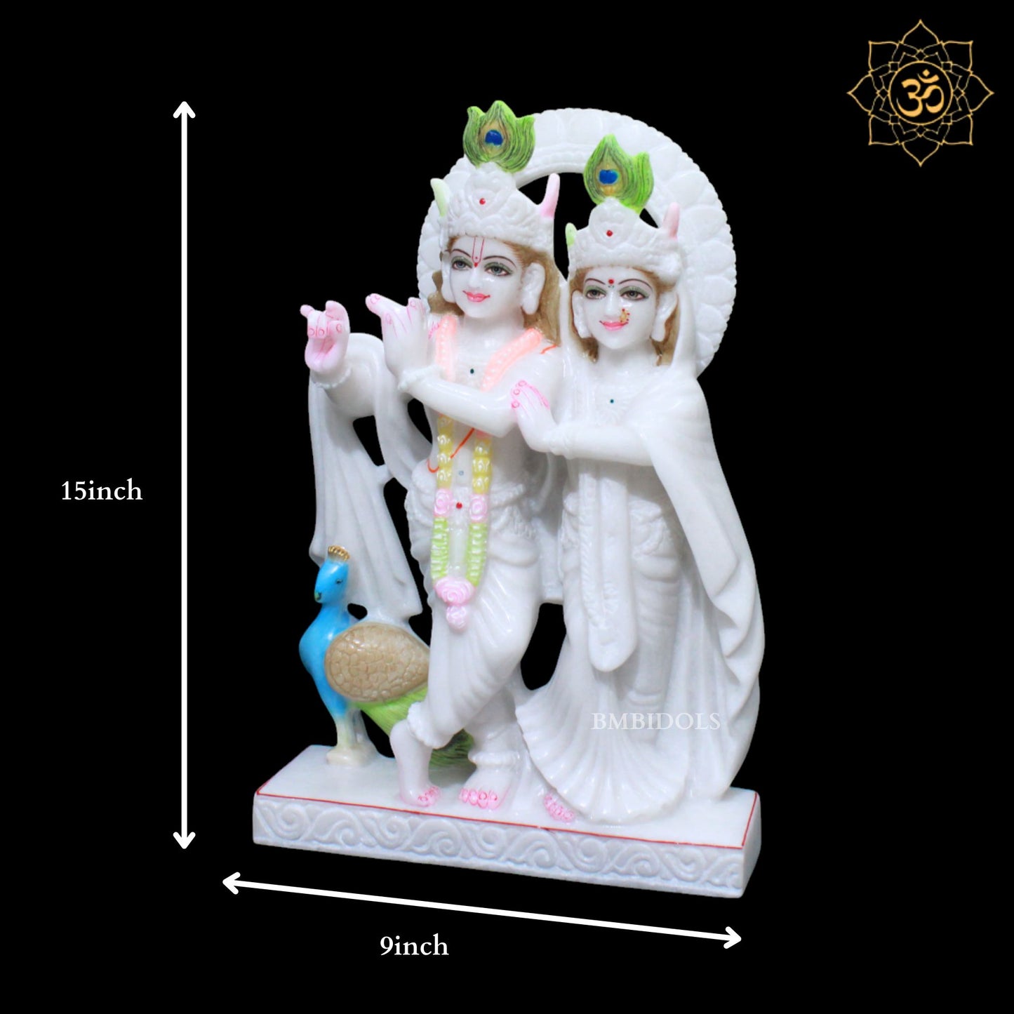 Jugal Radha Krishna Marble Murti for Homes and Temples in 15inches