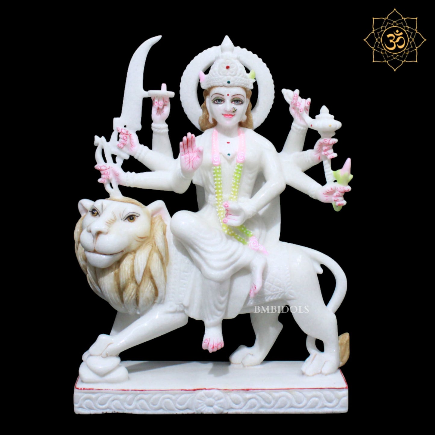 15inches Marble Durga Murti for Homes and Temples in Makrana White Marble