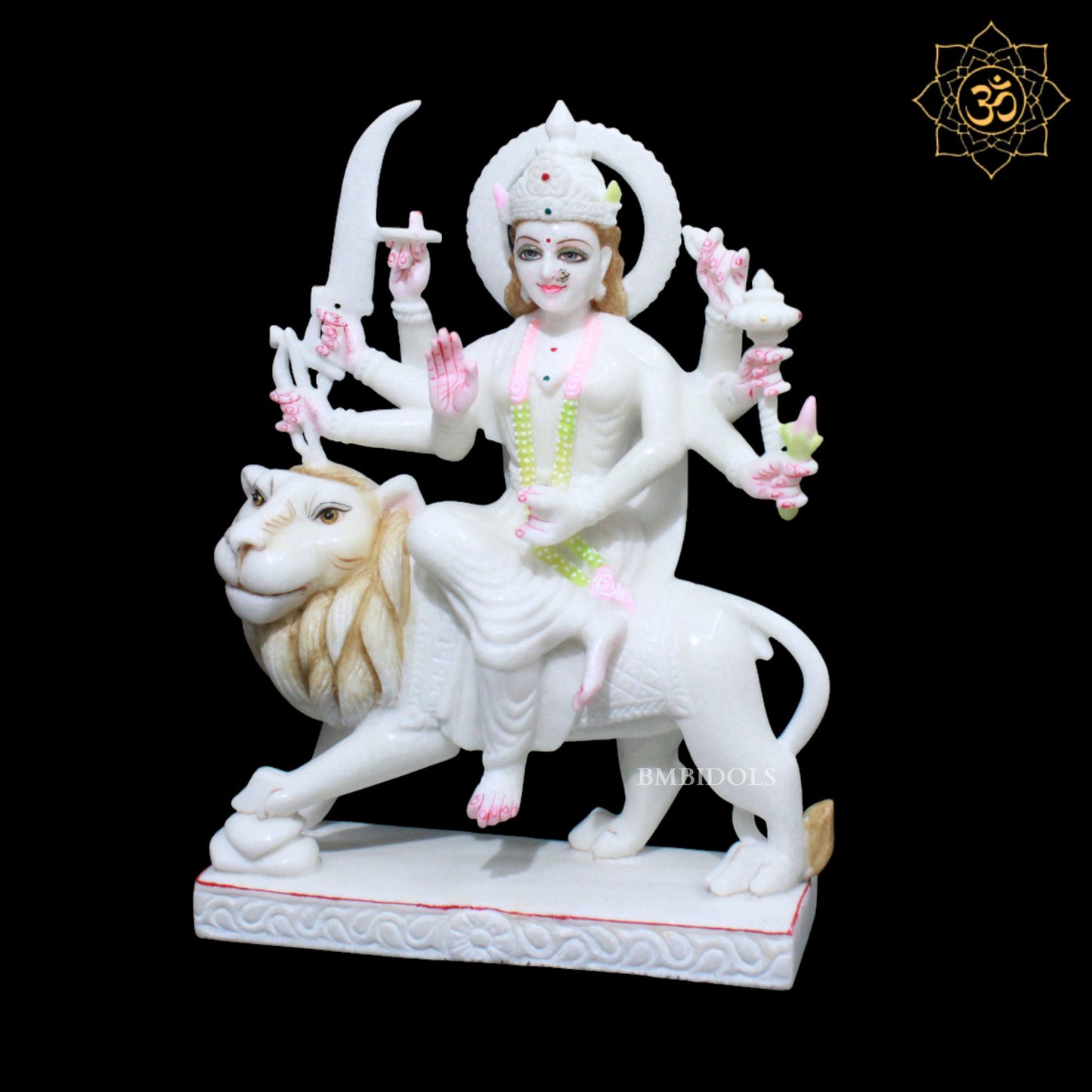 15inches Marble Durga Murti for Homes and Temples in Makrana White Marble
