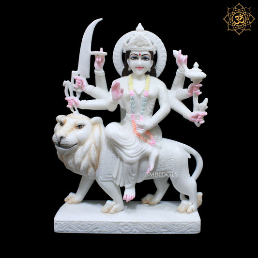 Marble Durga Mata Idol for Homes and Temples 1.5feet