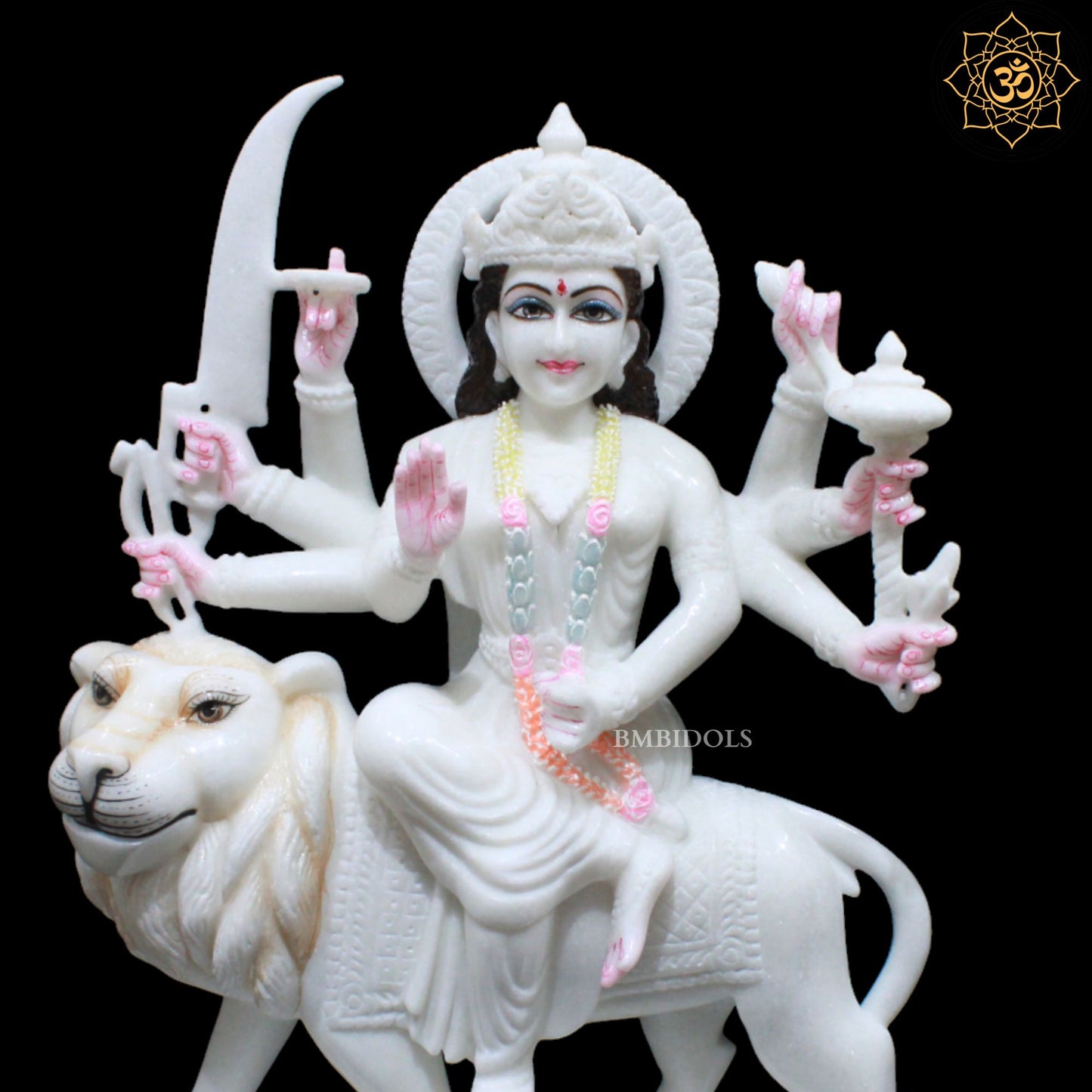 Marble Durga Mata Idol for Homes and Temples 1.5feet