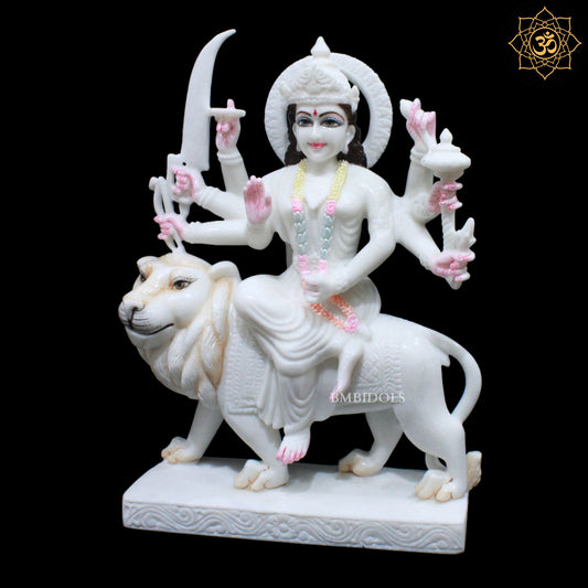 Marble Durga Mata Idol for Homes and Temples 1.5feet
