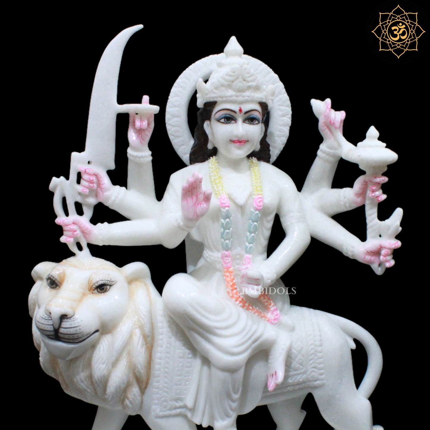 Marble Durga Mata Idol for Homes and Temples 1.5feet