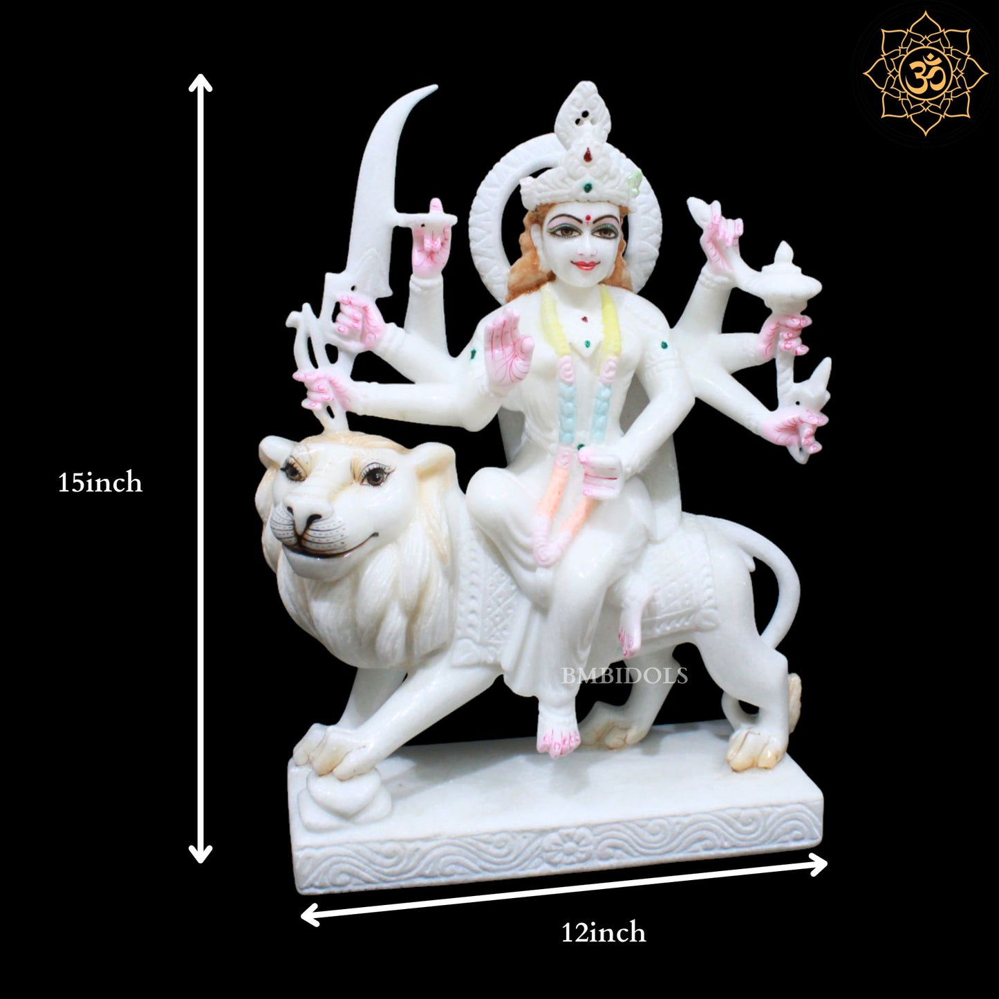 Marble Durga Mata Murti for Homes and Temples in 15inches