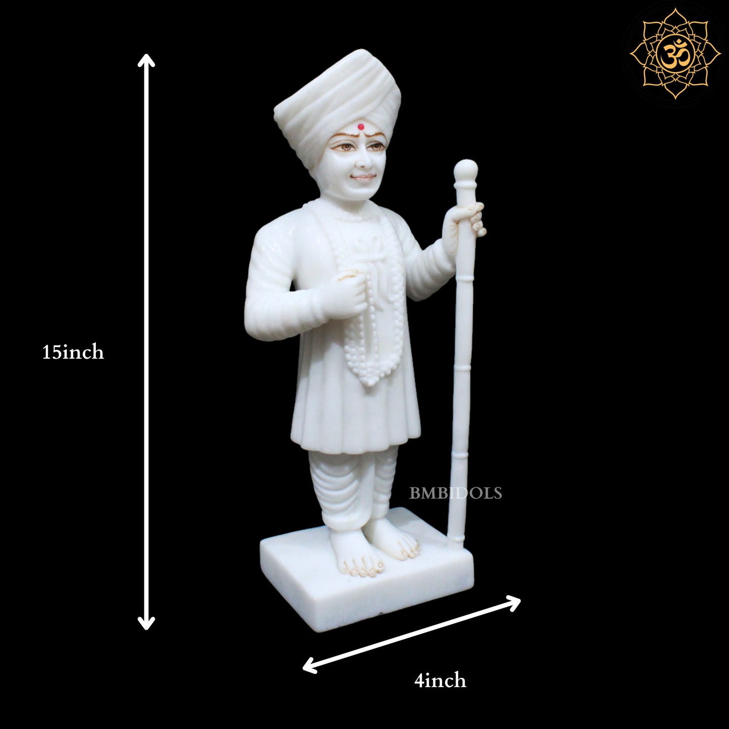 Jalaram Bapa Statue in Makrana Marble for Homes and Temples in 15inches