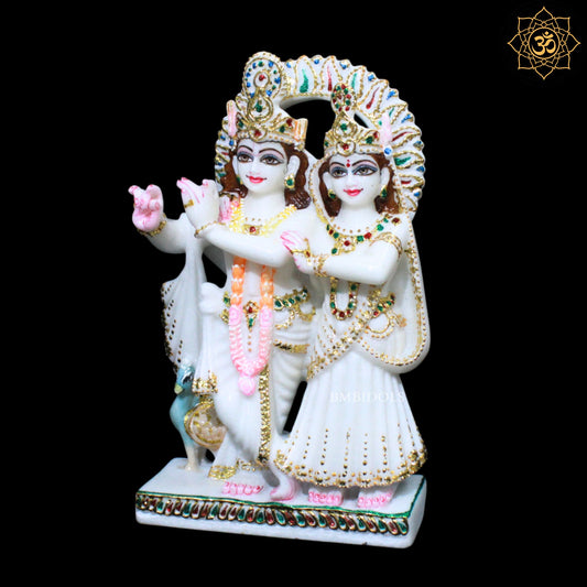 Jugal Radha Krishna Marble Murti for Ghar Mandirs in 1feet