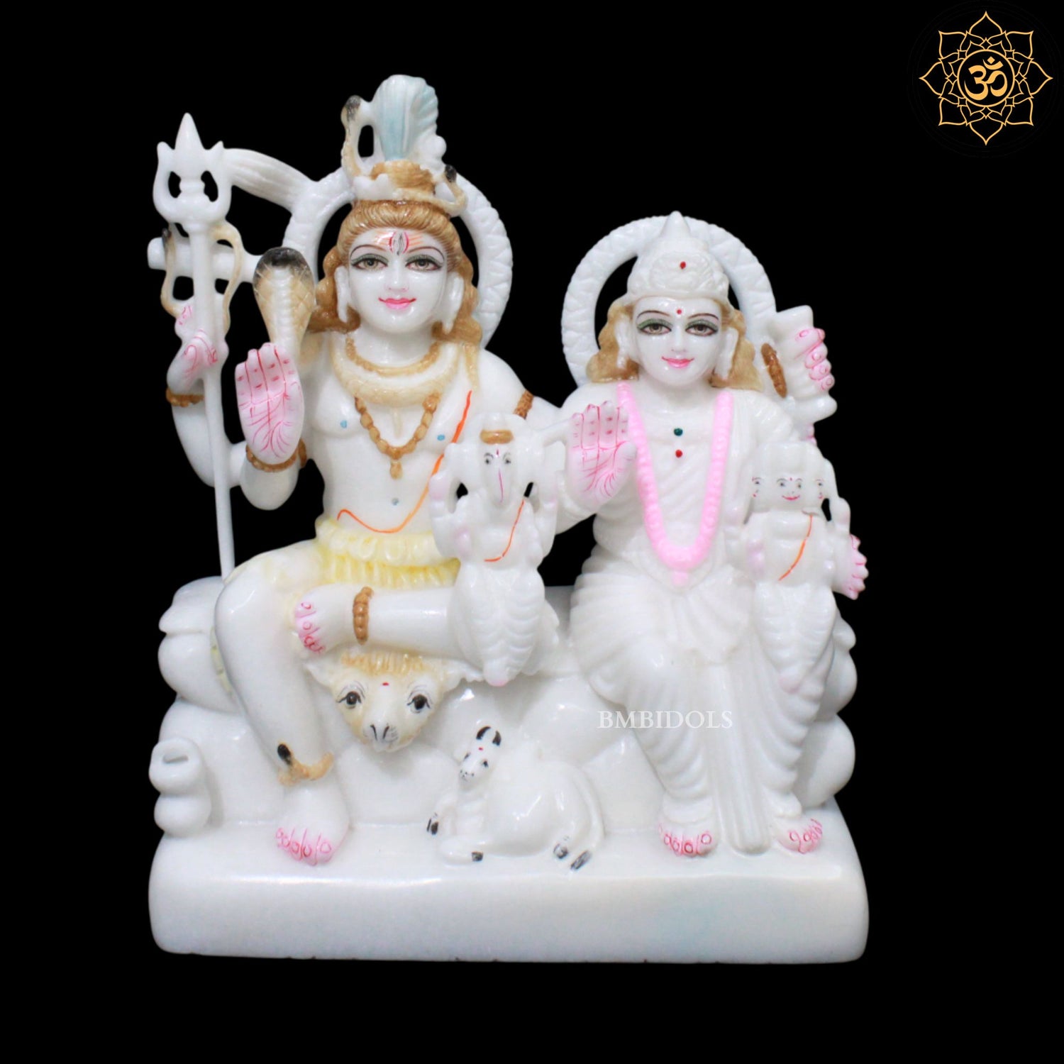 Marble Shiv Parvati with Family