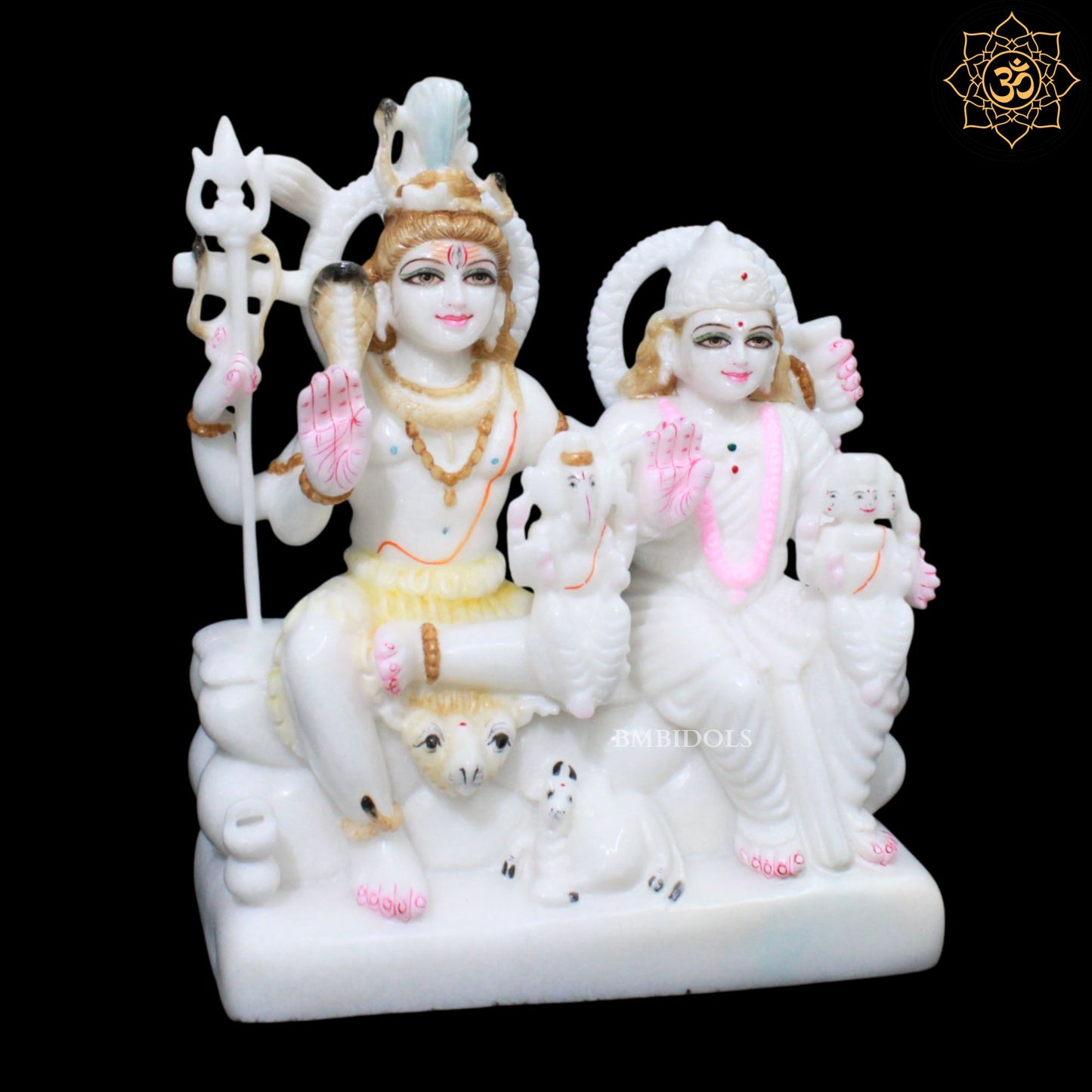 Shiv Parivar Marble Statue for Homes and Temples in 1feet