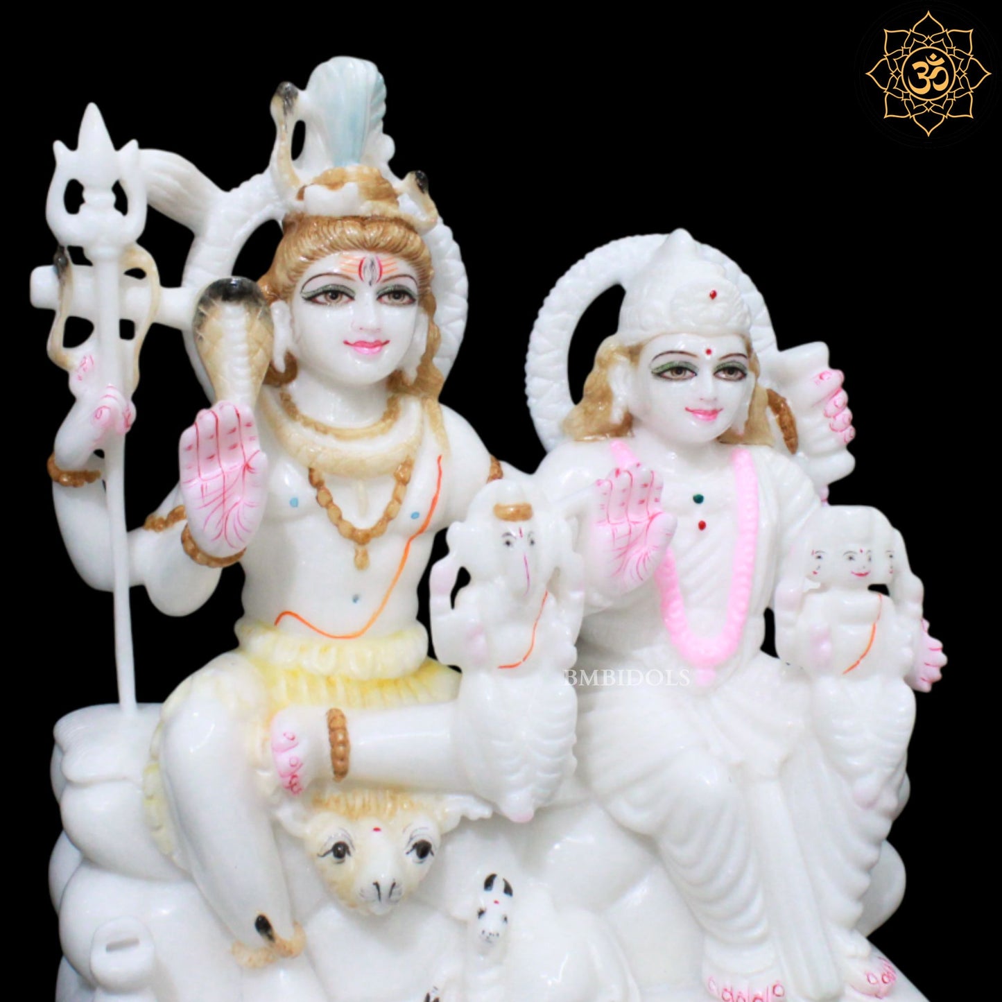 Shiv Parivar Marble Statue for Homes and Temples in 1feet
