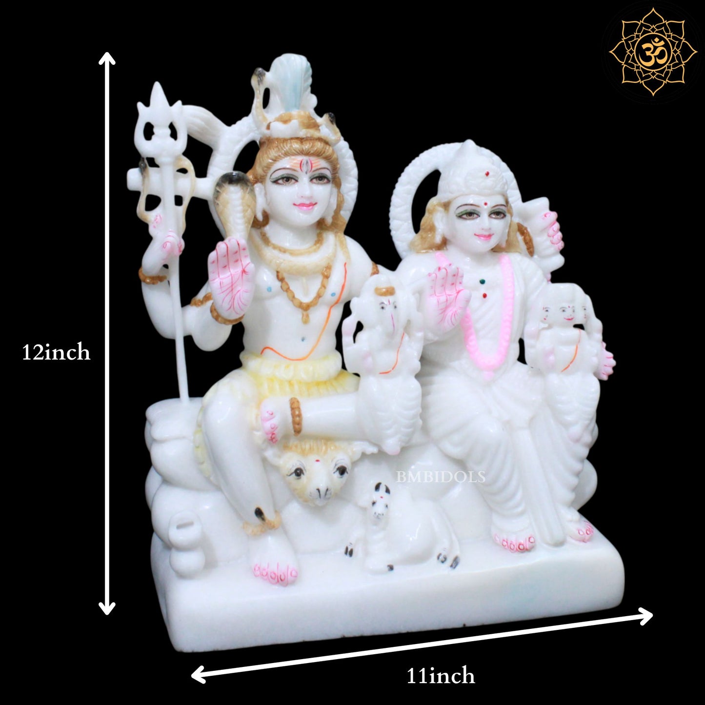 Shiv Parivar Marble Statue for Homes and Temples in 1feet
