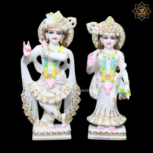 Marble Radha Krishna Bhagwan Murti in 12inches in Makrana Marble
