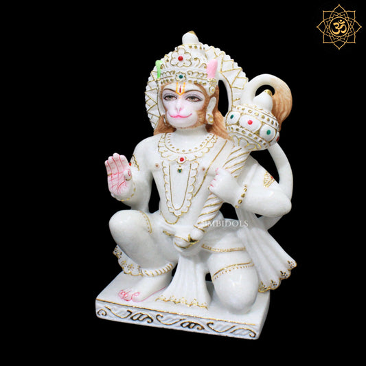 Ashirwad Hanuman Marble Murti for Homes and Temples in 15inches