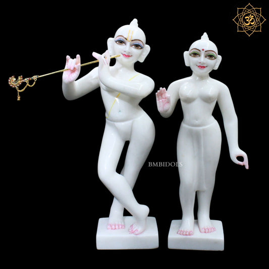 Marble Iskcon Radha Krishna Marble Idol in White Makrana Marble
