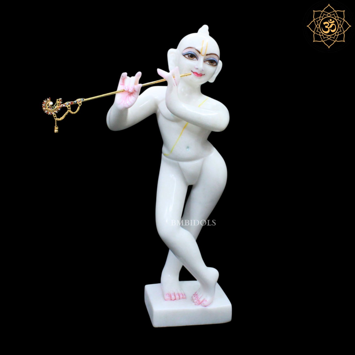 Marble Iskcon Radha Krishna Marble Idol in White Makrana Marble